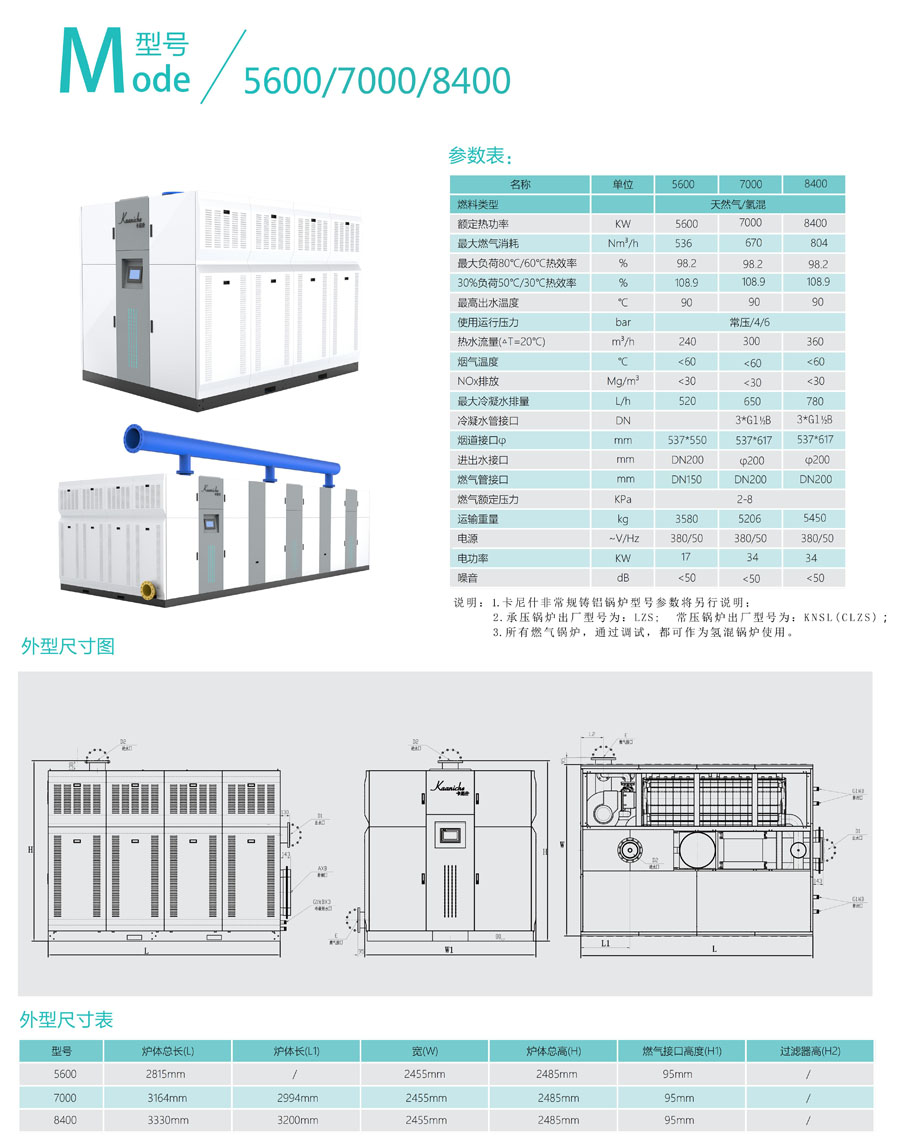 低氮冷凝铸铝锅炉KNSL（LZS）5600/7000/8400